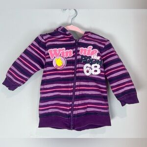 Disney Baby Winnie the Pooh Purple Striped Vinyl Graphic Hoodie Sweatshirt 12-18